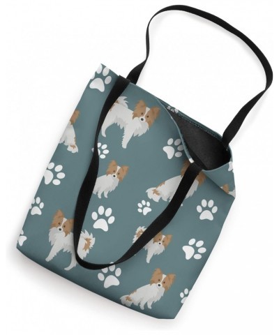 Papillon Dogs Pattern Design with Paw Prints Tote Bag $12.71 Totes