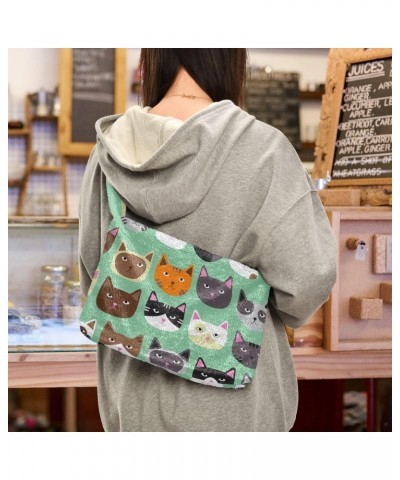 Cute Cat Furry Tote Bag for Women Crossbody Bag Shoulder Handbag Casual Messenger Bag with Zipper for School $10.08 Totes