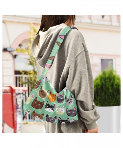 Cute Cat Furry Tote Bag for Women Crossbody Bag Shoulder Handbag Casual Messenger Bag with Zipper for School $10.08 Totes