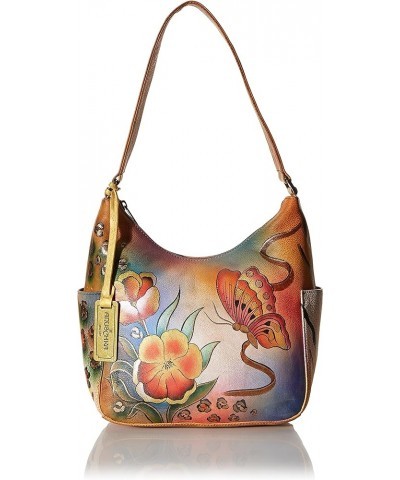 Women's Genuine Leather Handbag | Classic Hobo With Side Pocket Floral Safari $69.02 Hobo Bags