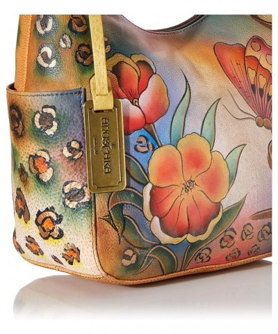 Women's Genuine Leather Handbag | Classic Hobo With Side Pocket Floral Safari $69.02 Hobo Bags