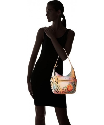 Women's Genuine Leather Handbag | Classic Hobo With Side Pocket Floral Safari $69.02 Hobo Bags