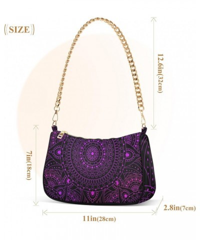 Shoulder Bag Purple Mandala Women Clutch Handbag Shoulder Purch Boho Bag Date Chain Bag Tote Bag Spring Holiday Birthday Gift...