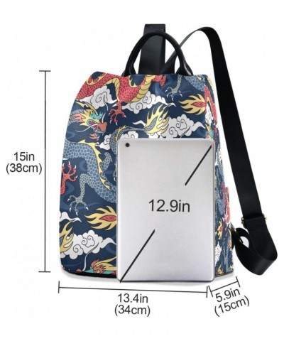 Japanese Dragon Cloud Large Women's Fashion Casual Backpack Purse Shoulder Travel Bag $23.59 Backpacks