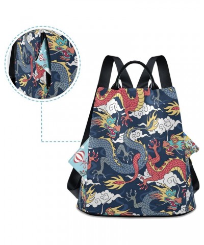 Japanese Dragon Cloud Large Women's Fashion Casual Backpack Purse Shoulder Travel Bag $23.59 Backpacks