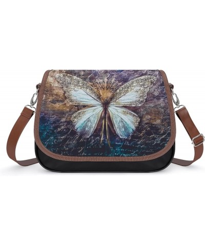 Printed Shoulder Crossbody Bag Leather Hobo Bags Medium Ladies Top Handles Satchels Metal Butterfly Color12 $21.60 Hobo Bags