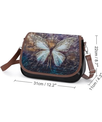 Printed Shoulder Crossbody Bag Leather Hobo Bags Medium Ladies Top Handles Satchels Metal Butterfly Color12 $21.60 Hobo Bags