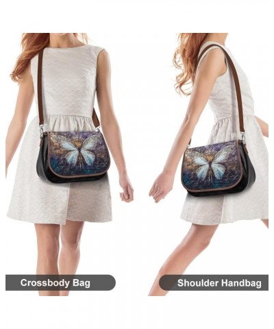 Printed Shoulder Crossbody Bag Leather Hobo Bags Medium Ladies Top Handles Satchels Metal Butterfly Color12 $21.60 Hobo Bags