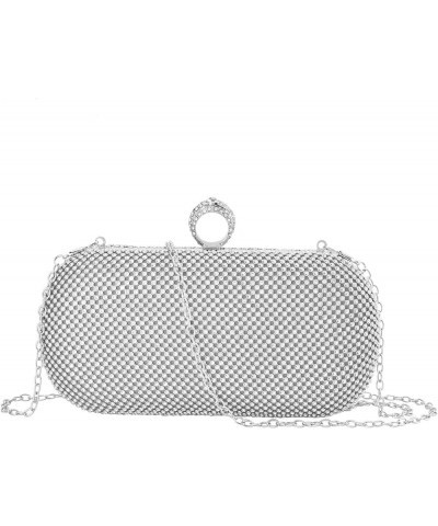 Shop LC Multi Color Sparkling Crystal Clutch Bag with Shoulder Strap Birthday Gifts Silver $33.41 Clutches