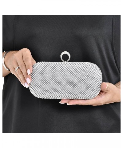 Shop LC Multi Color Sparkling Crystal Clutch Bag with Shoulder Strap Birthday Gifts Silver $33.41 Clutches