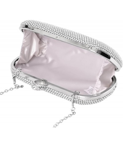 Shop LC Multi Color Sparkling Crystal Clutch Bag with Shoulder Strap Birthday Gifts Silver $33.41 Clutches