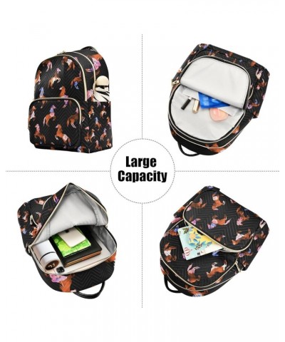 Women Backpack Cute Watercolor Horse Foal Anti-Theft Travel Backpack with Luggage Belt Lightweight Handbag Lady Purse Roomy D...