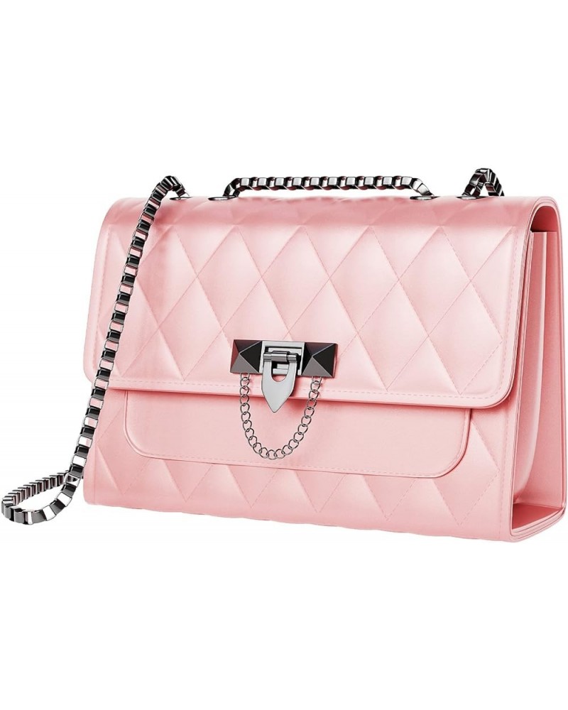 Small Purses and Handbags for Women, Quilted Shoulder Bags Faux Leather Crossbody Bags for Women with Metal Strap Pink $16.24...