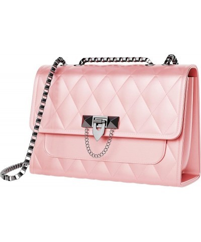 Small Purses and Handbags for Women, Quilted Shoulder Bags Faux Leather Crossbody Bags for Women with Metal Strap Pink $16.24...