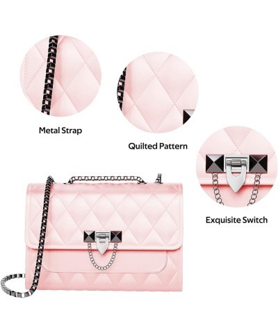 Small Purses and Handbags for Women, Quilted Shoulder Bags Faux Leather Crossbody Bags for Women with Metal Strap Pink $16.24...