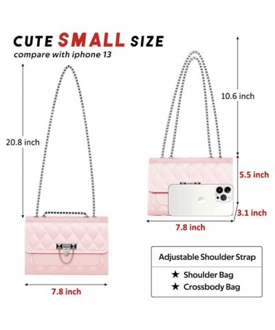 Small Purses and Handbags for Women, Quilted Shoulder Bags Faux Leather Crossbody Bags for Women with Metal Strap Pink $16.24...