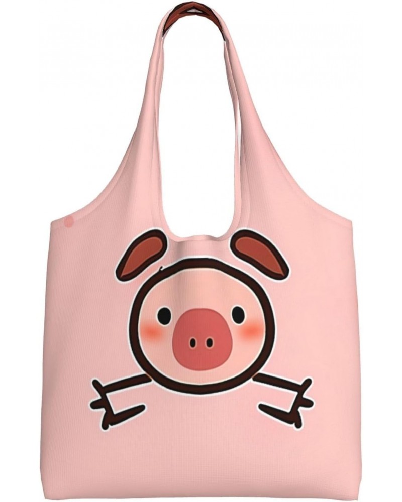 Cute Pig One-Shoulder Commuting Canvas Bag,Fashionable And Lightweight,Extra Large Capacity,Easy To Store,Soft And Durable,Su...