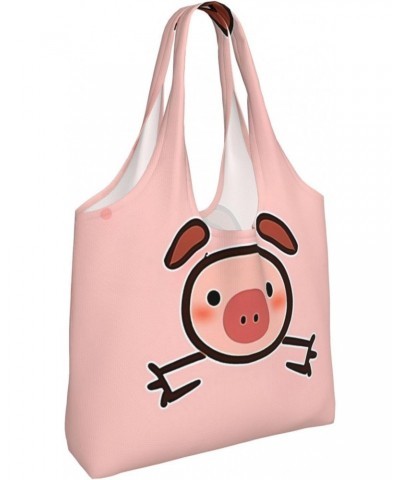 Cute Pig One-Shoulder Commuting Canvas Bag,Fashionable And Lightweight,Extra Large Capacity,Easy To Store,Soft And Durable,Su...