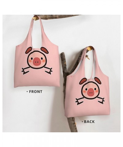 Cute Pig One-Shoulder Commuting Canvas Bag,Fashionable And Lightweight,Extra Large Capacity,Easy To Store,Soft And Durable,Su...