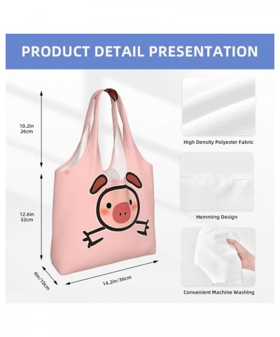 Cute Pig One-Shoulder Commuting Canvas Bag,Fashionable And Lightweight,Extra Large Capacity,Easy To Store,Soft And Durable,Su...