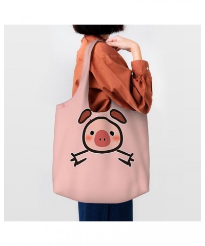 Cute Pig One-Shoulder Commuting Canvas Bag,Fashionable And Lightweight,Extra Large Capacity,Easy To Store,Soft And Durable,Su...