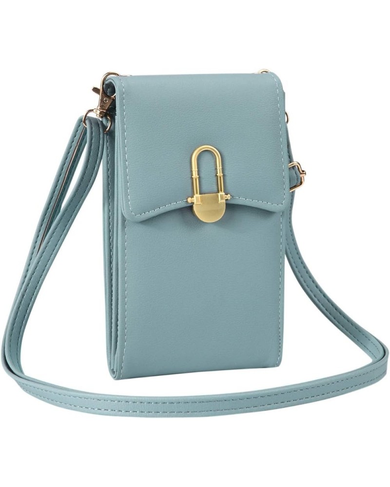 Women's Leather Cell Phone Purse Bag Small Crossbody Bags Wallet Blue $8.47 Crossbody Bags