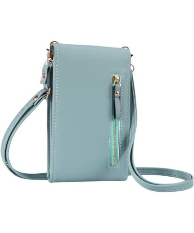 Women's Leather Cell Phone Purse Bag Small Crossbody Bags Wallet Blue $8.47 Crossbody Bags