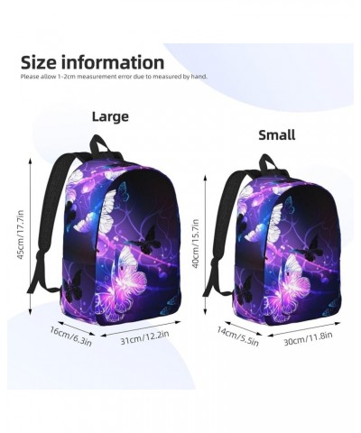 White Purple Butterflies Print Unisex Canvas Backpack Cute Backpack For Travel Sports Casual Aesthetic Backpack Black Small $...