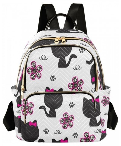 Women Backpack Purse Cats Flower Fashion Shoulder Bags Travel Backpack Small Daypacks S Small $14.56 Backpacks