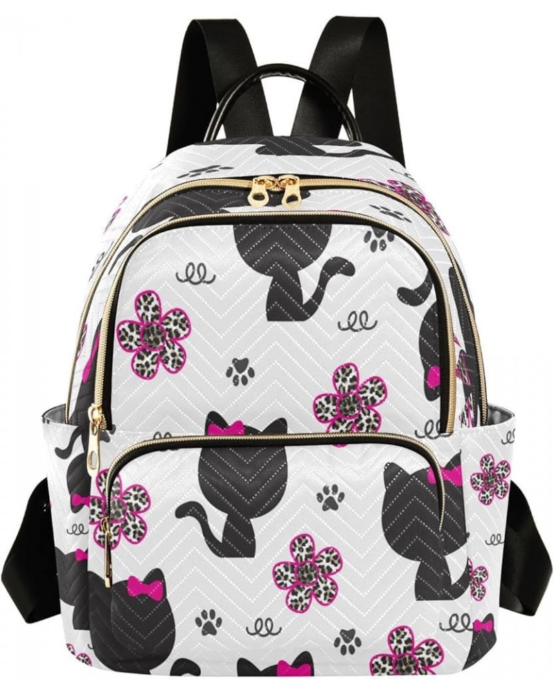 Women Backpack Purse Cats Flower Fashion Shoulder Bags Travel Backpack Small Daypacks S Small $14.56 Backpacks