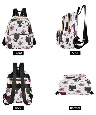 Women Backpack Purse Cats Flower Fashion Shoulder Bags Travel Backpack Small Daypacks S Small $14.56 Backpacks