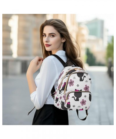 Women Backpack Purse Cats Flower Fashion Shoulder Bags Travel Backpack Small Daypacks S Small $14.56 Backpacks