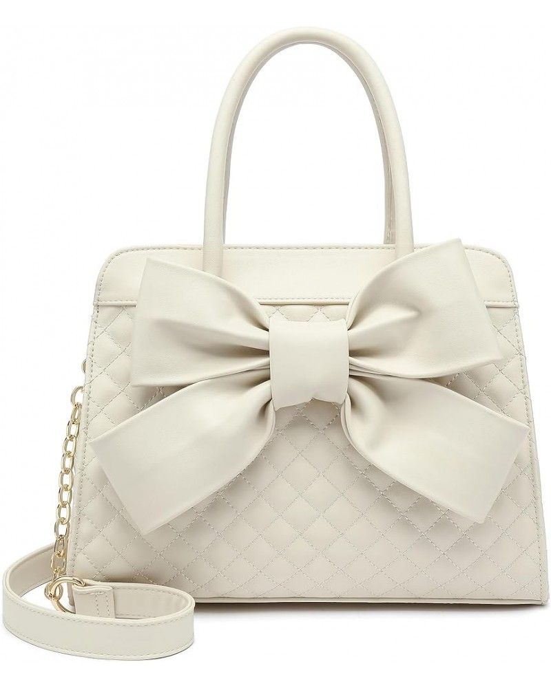 Purses for Women, Bow Quilted Handbags Purse, Vintage Faux Leather Crossbody Bags for Women w/Chain Strap, H1048 White $26.09...