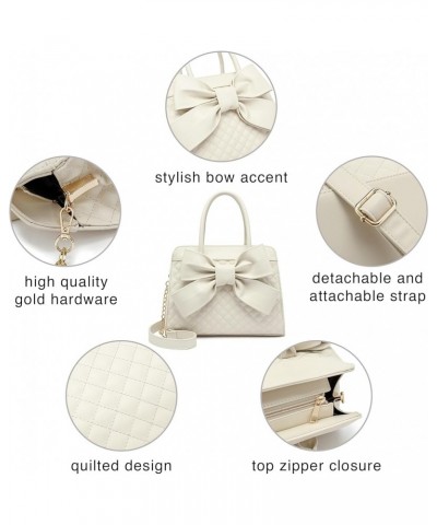 Purses for Women, Bow Quilted Handbags Purse, Vintage Faux Leather Crossbody Bags for Women w/Chain Strap, H1048 White $26.09...