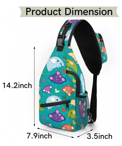 Elephant Love Heart Sling Bag Adjustable Sling Backpack Crossbody Shoulder Backpack Anti-theft Rope Chest Shoulder Daypack fo...