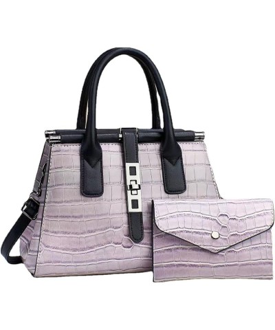 Women's Leather Crocodile Pattern Large Capacity Shoulder Bags Crossbody Handbag Top-Handle Bags Embossed Tote Purse Gray $27...