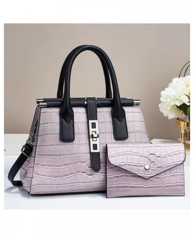 Women's Leather Crocodile Pattern Large Capacity Shoulder Bags Crossbody Handbag Top-Handle Bags Embossed Tote Purse Gray $27...