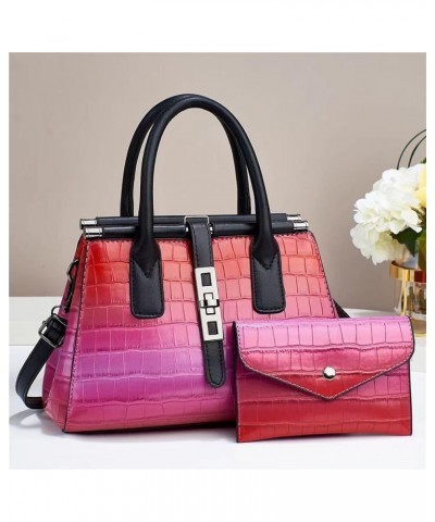 Women's Leather Crocodile Pattern Large Capacity Shoulder Bags Crossbody Handbag Top-Handle Bags Embossed Tote Purse Gray $27...