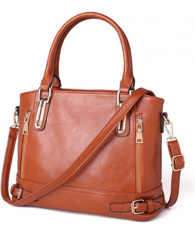 Motorcycle Style Women PU Leather Handbag Large Top Handle Shoulder Tote Bag Work Lady Satchel Brown $17.87 Totes