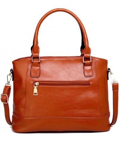 Motorcycle Style Women PU Leather Handbag Large Top Handle Shoulder Tote Bag Work Lady Satchel Brown $17.87 Totes