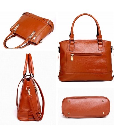 Motorcycle Style Women PU Leather Handbag Large Top Handle Shoulder Tote Bag Work Lady Satchel Brown $17.87 Totes