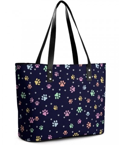 Cats Or Dog Footprints Pattern Tote Bags Large Leather Purses Leather Tote Bag Tote Bag in Bag $18.24 Totes