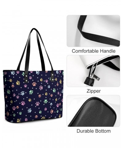 Cats Or Dog Footprints Pattern Tote Bags Large Leather Purses Leather Tote Bag Tote Bag in Bag $18.24 Totes