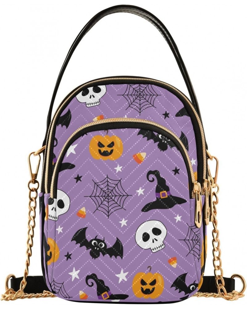 Halloween Skull Pumpkins Crossbody Bags for Women Chain Crossbody Flight Bag Side Bag with Chain Strap for Gifts $12.48 Cross...