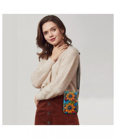 Faux Leather Crossbody Bag for Women, Messenger Bag, Shoulder Bag, colorful abstract flower $10.33 Crossbody Bags