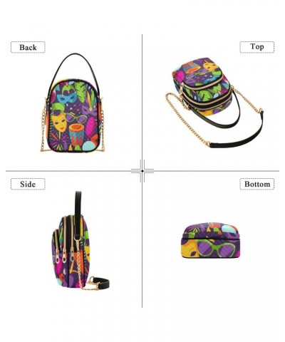 Mardi Gras Cell Phone Purse Masquerade Jungle Party Lips Crossbody Handbag Durable Shoulder Bag Sturdy Travel Pouch Compact C...