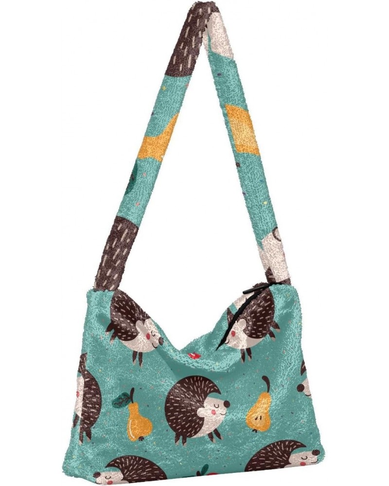 Fun Women Boho Handbag Hedgehog Pears Apples Underarm Bag Tote Bag Shoulder Bag Crossbody Bag Fluffy Cell Phone Purse Patriot...