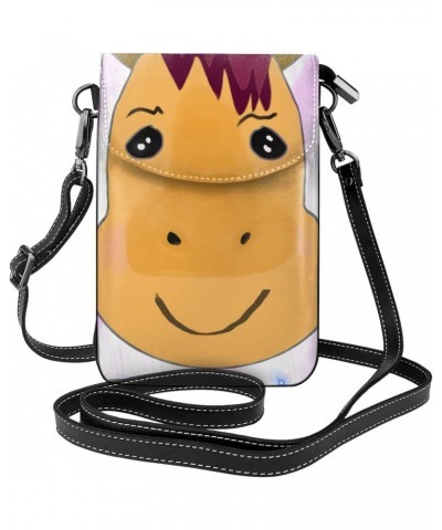 women Small Cell Phone Purse cartoon horse head pattern Soft, durable and waterproof PU leather Convenient for daily use and ...