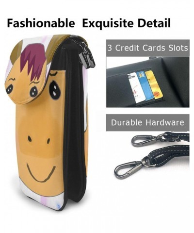 women Small Cell Phone Purse cartoon horse head pattern Soft, durable and waterproof PU leather Convenient for daily use and ...