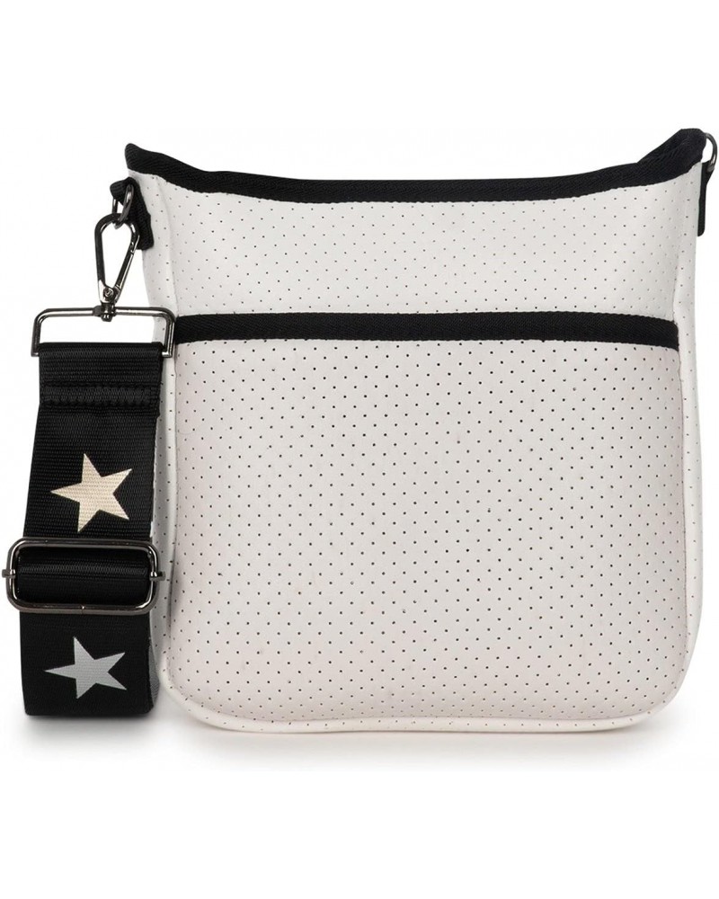 HAUTEJERI-BLANC, White Coated W, Black Accents $39.27 Crossbody Bags